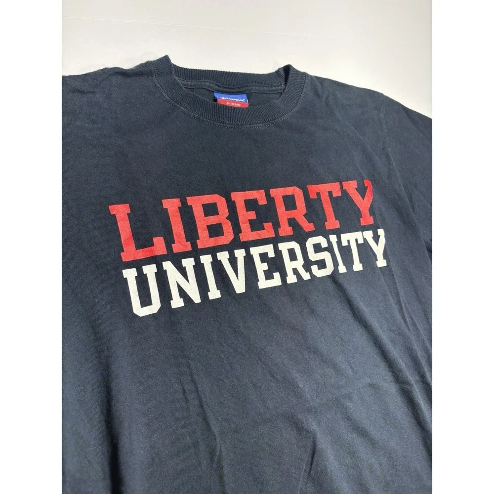 Liberty University Black Shirt Medium Short Sleeve Crew Neck Champion NCAA - Picture 2 of 5